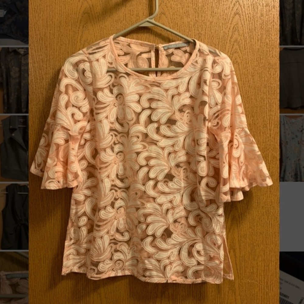 Valerie Stevens Sheer Peach Top size small
